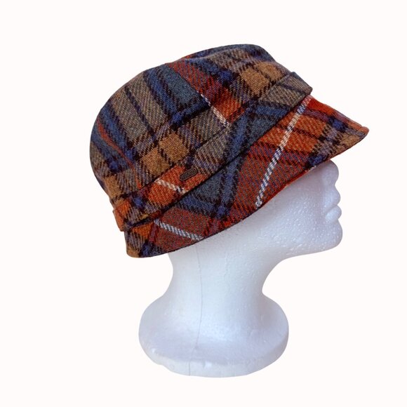 Vintage Irish Plaid Wool Hat Newsboy Cap Fall Bucket Cloche Autumn Campus Style - Picture 4 of 16